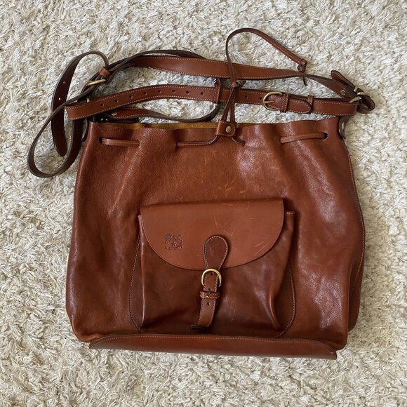 Il Bisonte shoulder bag made in Italy brown genuine leather used from Japan - Picture 3 of 16